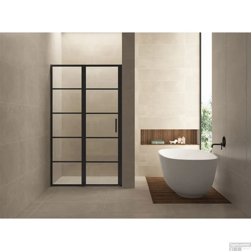 BWS Nisdeur INDUS met Vast Paneel 140x200 cm 8 mm NANO Glas Omkeerbaar Mat Zwart Korting