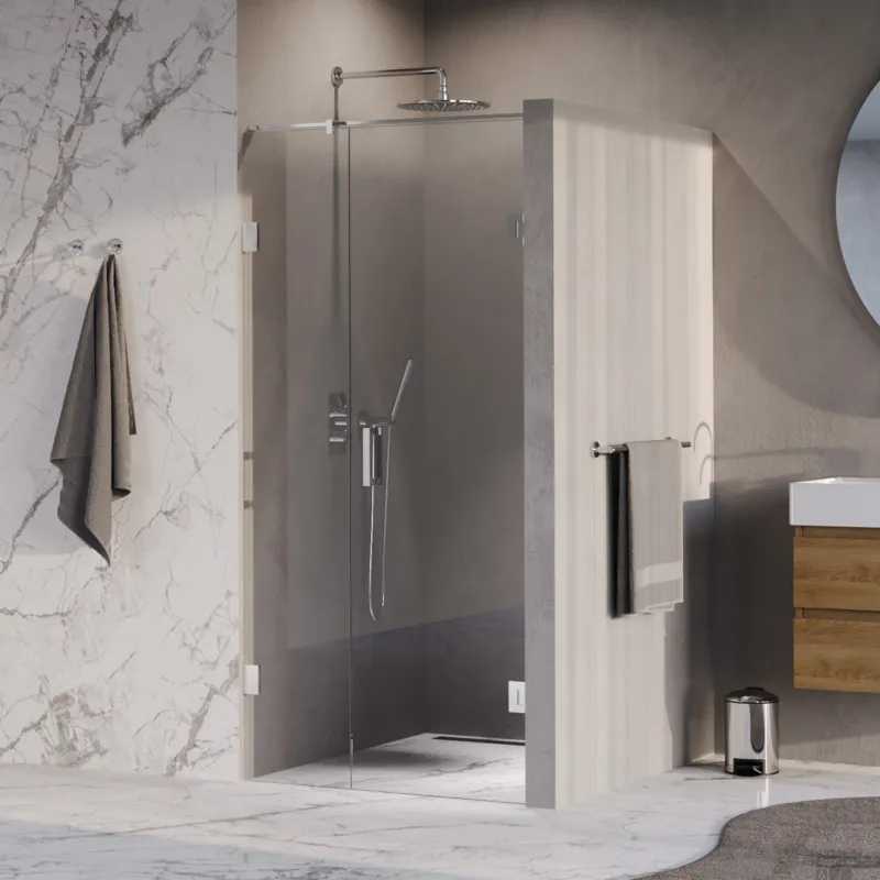 BRAUER Void nisdeur 2-delig helder glas 100x200 omkeerbaar met draaideur 60 aan muur incl. glascoating chroom Uitverkoop