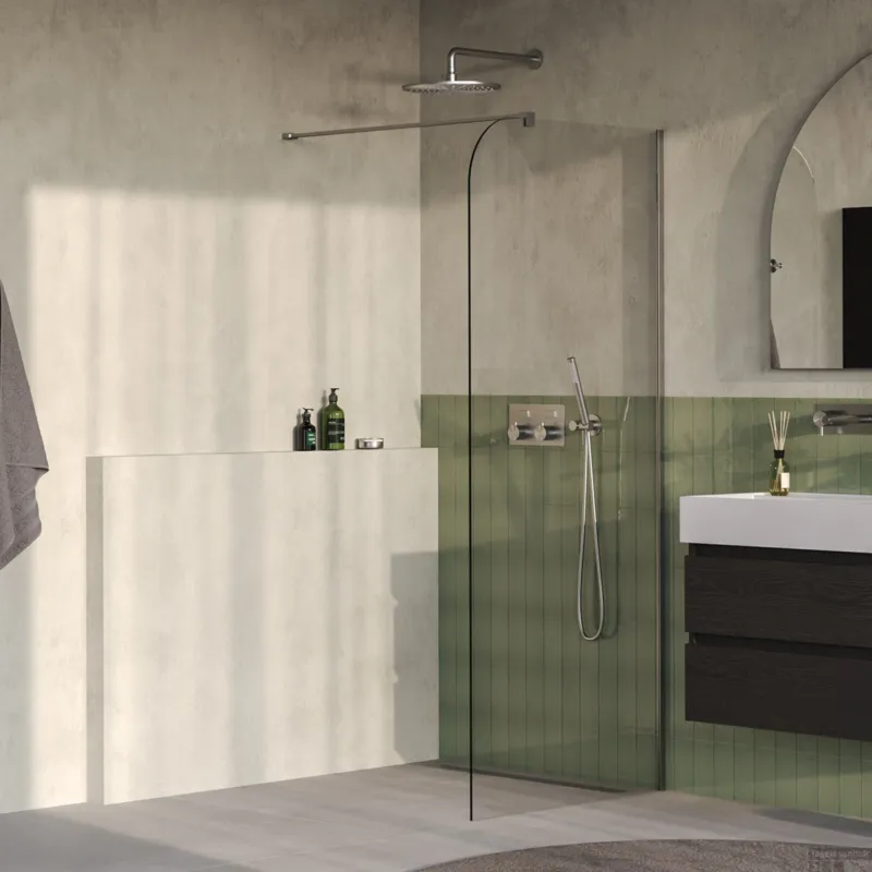 BRAUER Orion inloopdouche helder glas 90x200 incl. glascoating Geborsteld RVS PVD Lage Prijs