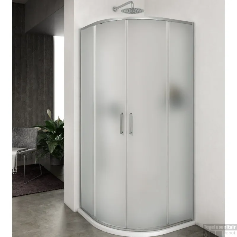 Douchecabine Lacus Vulcano Evo Kwartrond Mat Glas Aluminium Profiel Chroom (alle maten) Betrouwbaar