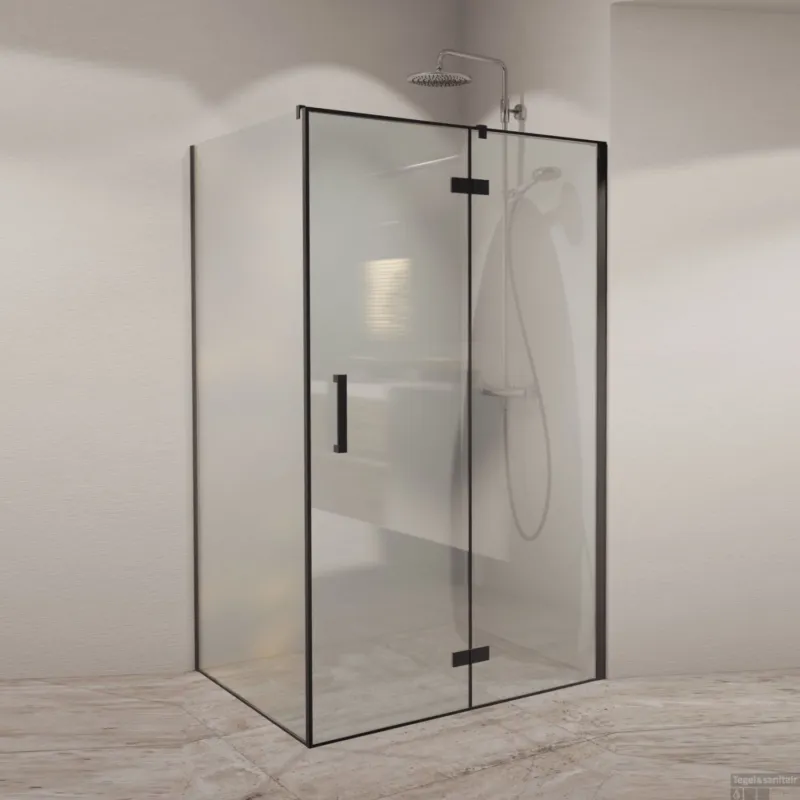 Douchecabine BWS PC NIZ 80x... cm 8mm Veiligheidsglas NANO Coating Mat Zwart Populair