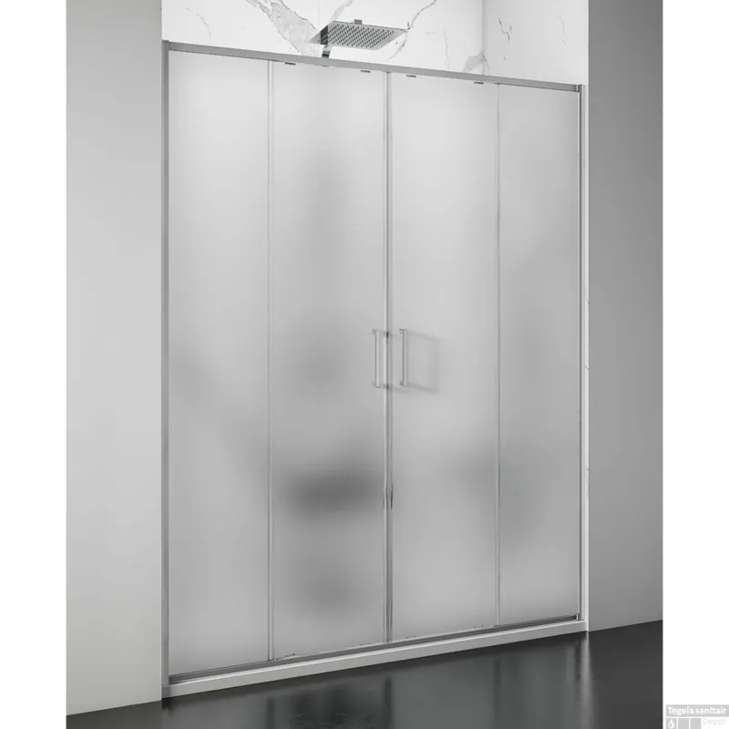 Superprijs Nisdeur Lacus Stromboli Evo 2 Schuifdeuren 170x200 Cm Mat Glas Chroom