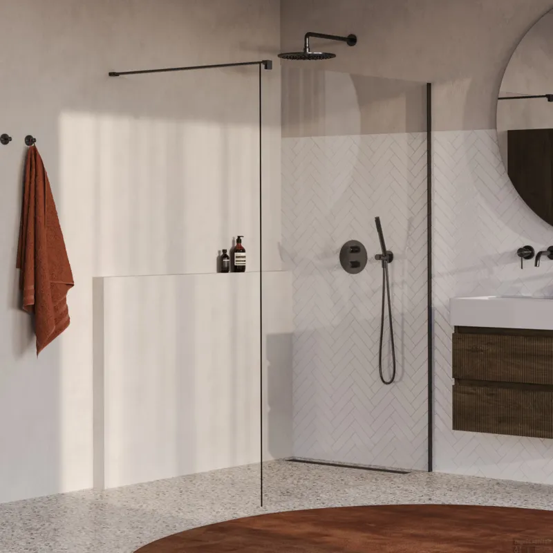 BRAUER Oblivion inloopdouche helder glas 130x200 incl. glascoating PVD gunmetal geborsteld Bestel Nu
