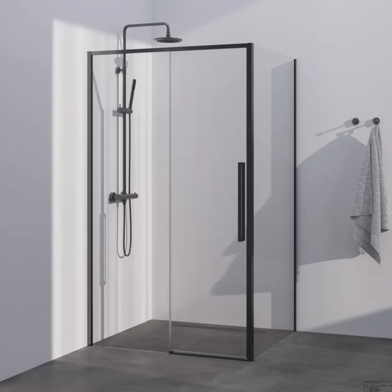 Aanbieding BRAUER Season douchecabine model B met schuifdeur helder glas 100x80x200 omkeerbaar incl. glascoating Season-Gunmetal