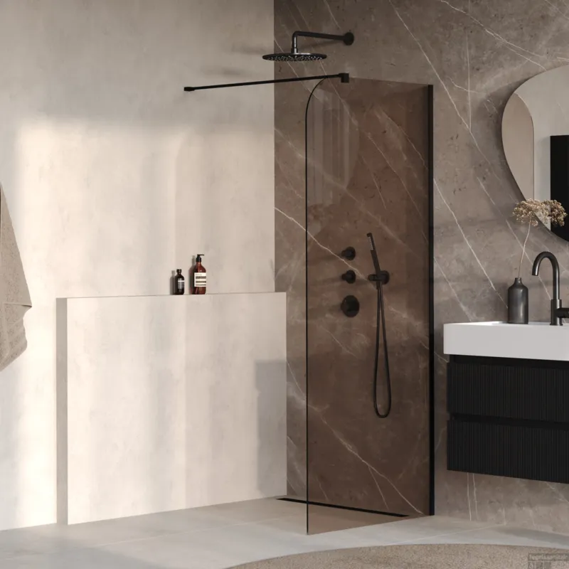 BRAUER Orion inloopdouche brons glas 100x200 incl. glascoating Mat Zwart Betaalbaar