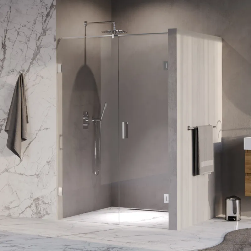Betrouwbaar BRAUER Void nisdeur 2-delig helder glas 130x200 omkeerbaar met draaideur 60 aan muur incl. glascoating chroom