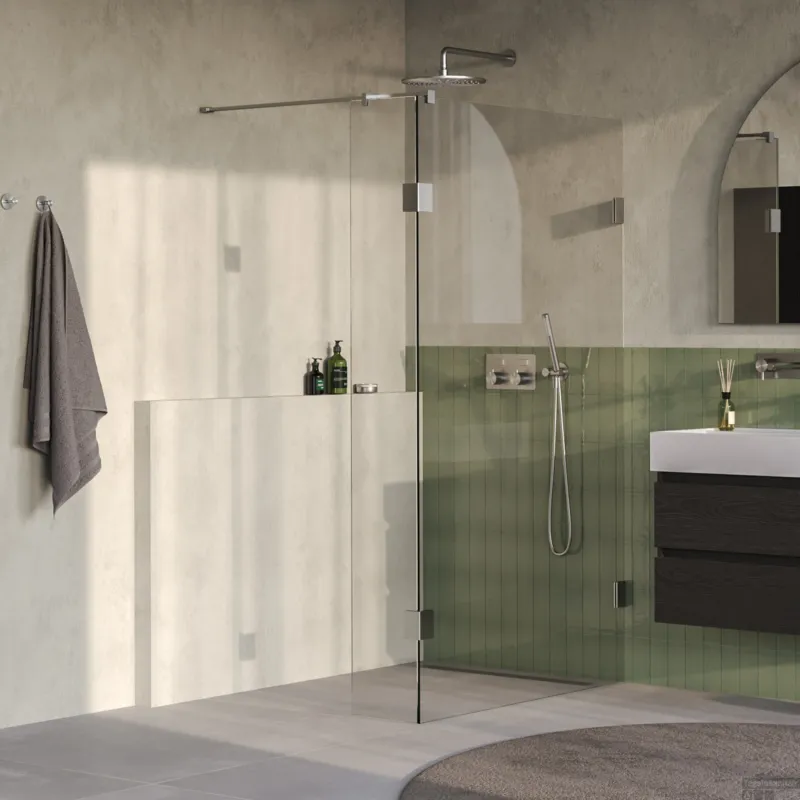 BRAUER Void inloopdouche helder glas 110x200 met 30 zijwand incl. glascoating PVD RVS-kleurig geborsteld Hete Deal