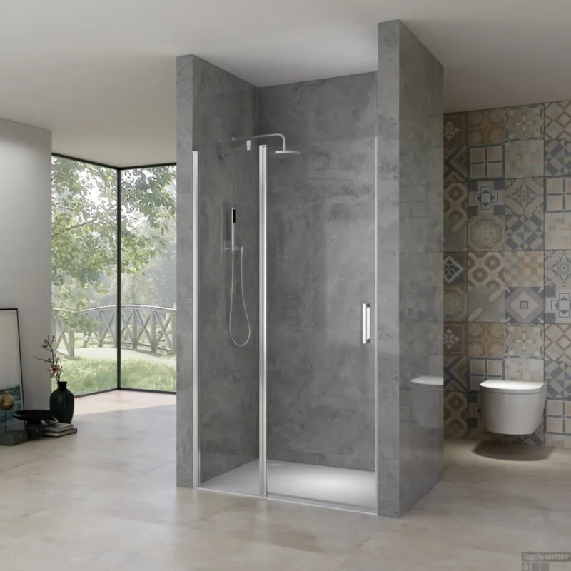 Betrouwbaar Nisdeur Van Rijn ST02 108x200 cm Draaideur 6 mm Met Vaste Wand 8mm Chroom