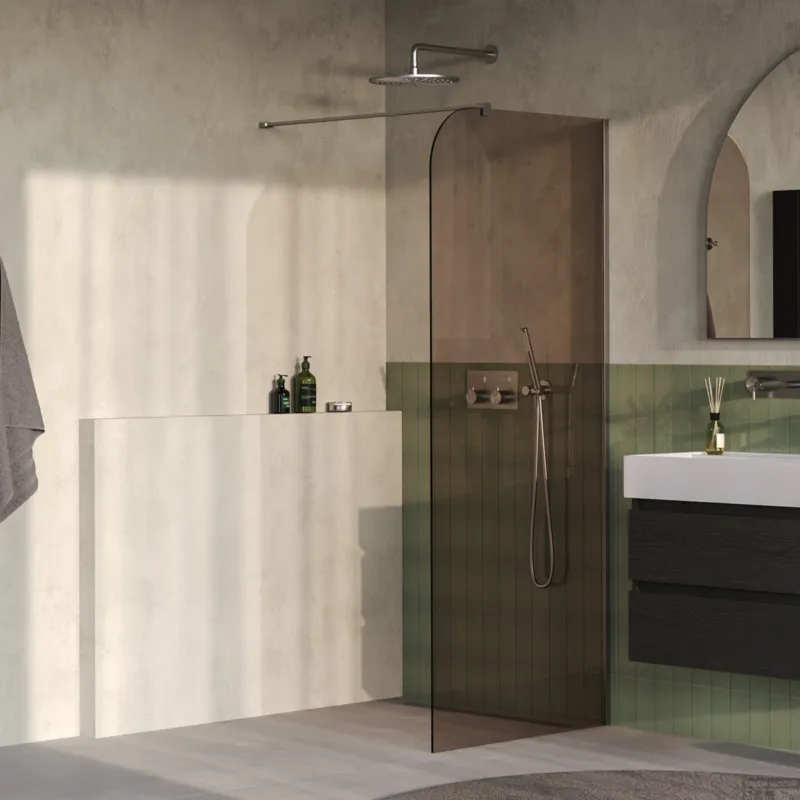 Finale Uitverkoop BRAUER Orion inloopdouche brons glas 100x200 incl. glascoating Geborsteld RVS PVD