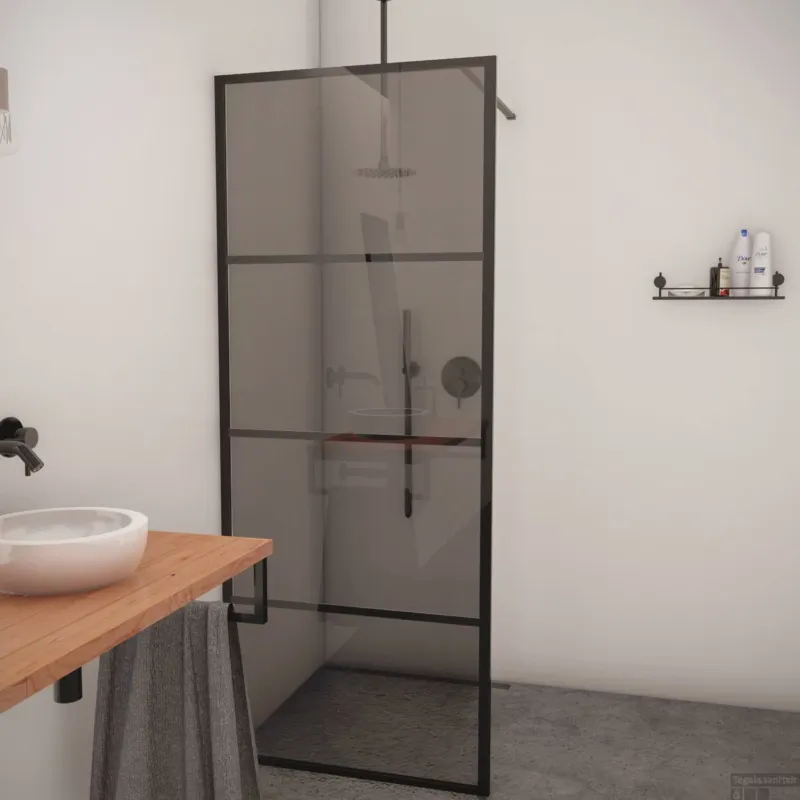 BWS Inloopdouche Smoke Frame 80x200 cm Rookglas Mat Zwart Raster Lage Kosten