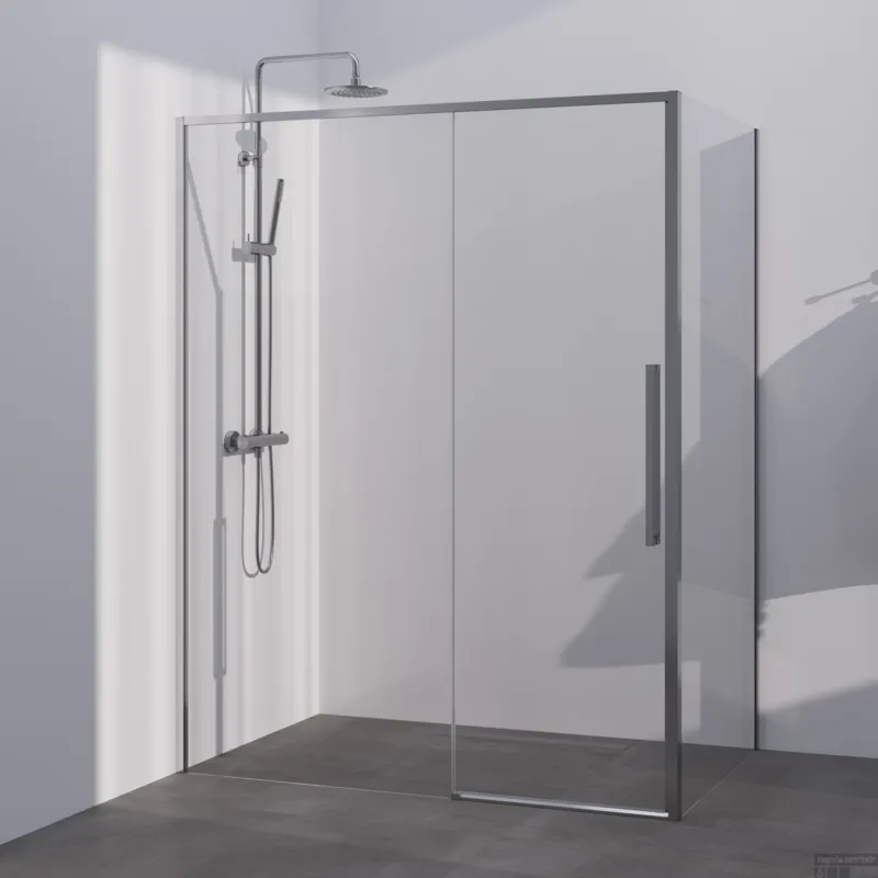 BRAUER Season douchecabine model B met schuifdeur helder glas 140x80x200 omkeerbaar incl. glascoating Season-RVS-kleurig Snelle Levering