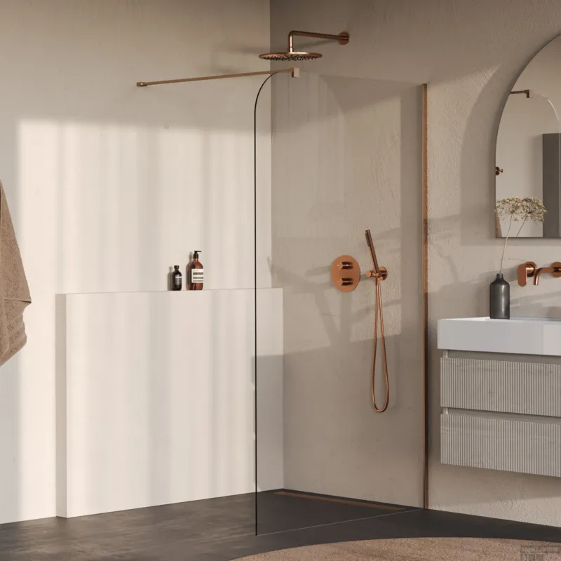 BRAUER Orion inloopdouche helder glas 120x200 incl. glascoating Geborsteld Koper PVD Actieprijs