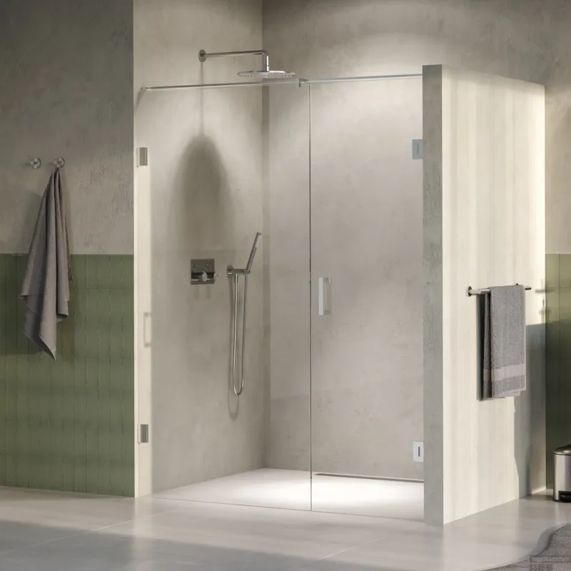 BRAUER Void nisdeur 2-delig helder glas 150x200 omkeerbaar met draaideur 70 aan muur incl. glascoating PVD RVS-kleurig Alleen Vandaag