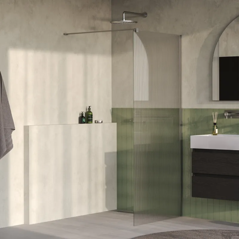 BRAUER Oblivion Flow inloopdouche helder ribbelglas 100x200 incl. glascoating Geborsteld RVS PVD Must-Have