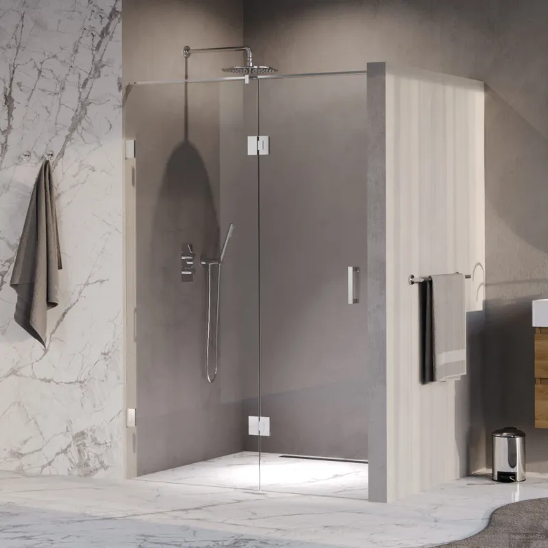 Actieprijs BRAUER Void nisdeur 2-delig helder glas 130x200 omkeerbaar met draaideur 60 aan glas incl. glascoating chroom