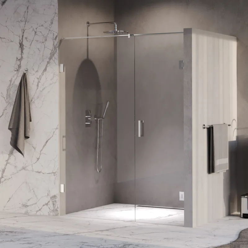 BRAUER Void nisdeur 2-delig helder glas 160x200 omkeerbaar met draaideur 70 aan muur incl. glascoating chroom Betrouwbaar