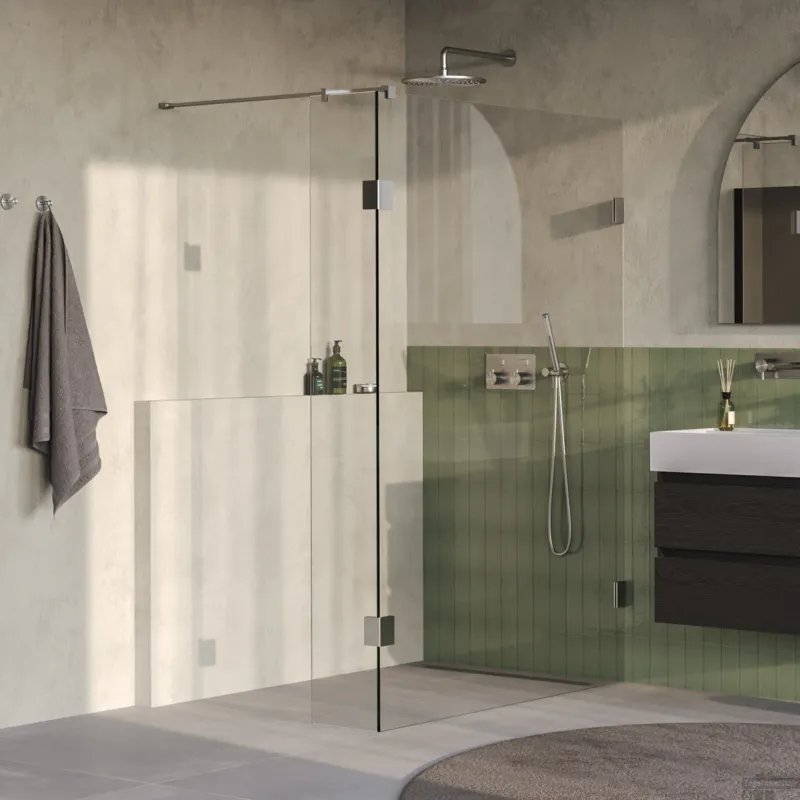 BRAUER Void inloopdouche helder glas 130x200 met 30 zijwand incl. glascoating PVD RVS-kleurig geborsteld Premium