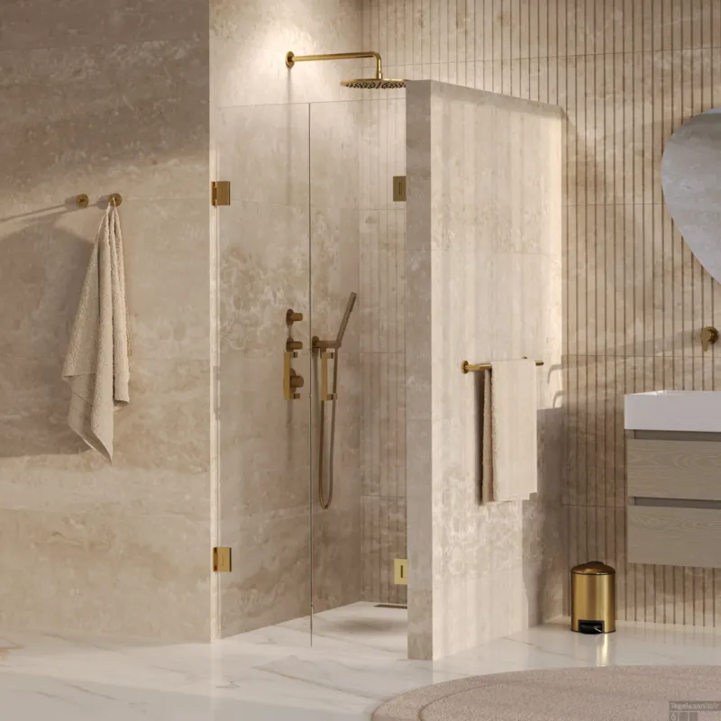Beste Prijs BRAUER Void pendeldeuren helder glas 70x200 incl. glascoating PVD goud geborsteld