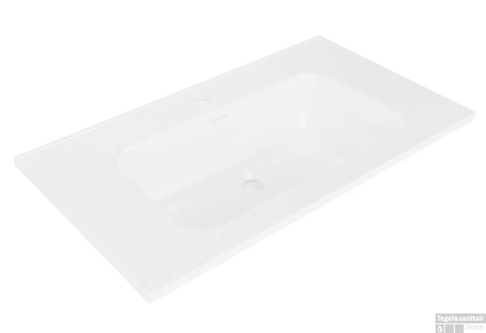 Wastafel Bajo Enkel Met 1 Kraangat 100x46x1,8cm Keramiek Mat Wit Direct Verzonden