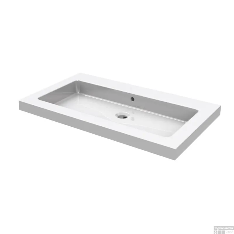 Wastafel Wiesbaden Keramiek 60, 80,100,120 cm (0,1 of 2 kraangaten) Hete Deal