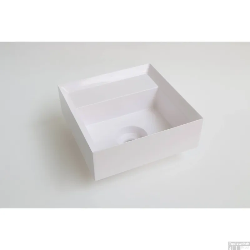 Nu Kopen INK Fontein Vice Polystone Zonder Kraangat Incl Verzonken Open Plug 27x27x9 cm Glans Wit