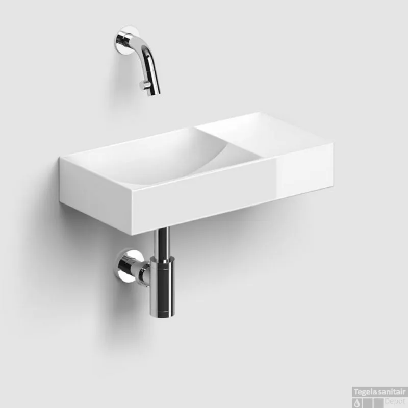 Must-Have Clou Vale Fontein Zonder Kraangat Rechts Met Geintegreerde Afvoer Glanzend Wit Keramiek 38 cm