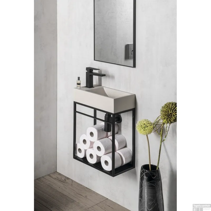 Fonteinset Sapho Crest Kraangat Links 40x45x22 cm Zandsteen Speciale Aanbieding