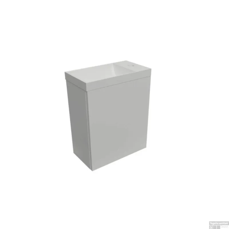 Fonteinset BWS Luna 54,3x39,7x21,8 cm Glans Wit Met Marble Fontein Zonder Overloop Mat Wit Direct Beschikbaar