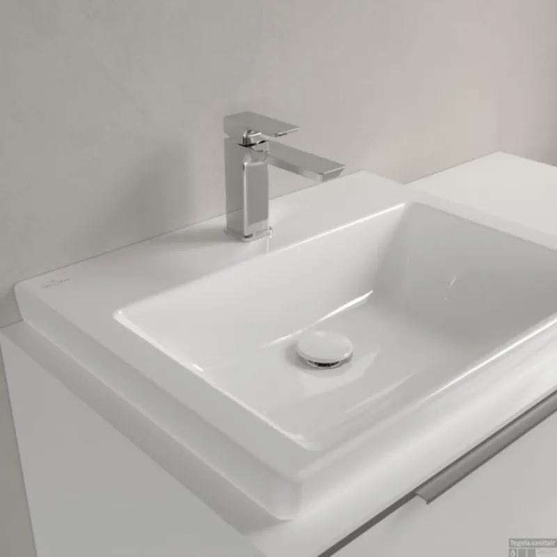 Wastafel Villeroy & Boch Subway 3.0 1 Kraangat Geen Overloop 60x47x16.5 cm Wit Alpin Flitsaanbieding