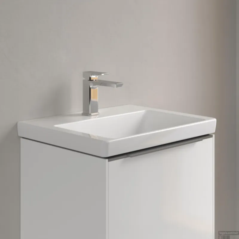 Fabrieksprijs Wastafel Villeroy & Boch Subway 3.0 Met CeramicPlus 1 Kraangat Zonder Overloop 55x44x16.5 cm Wit Alpin