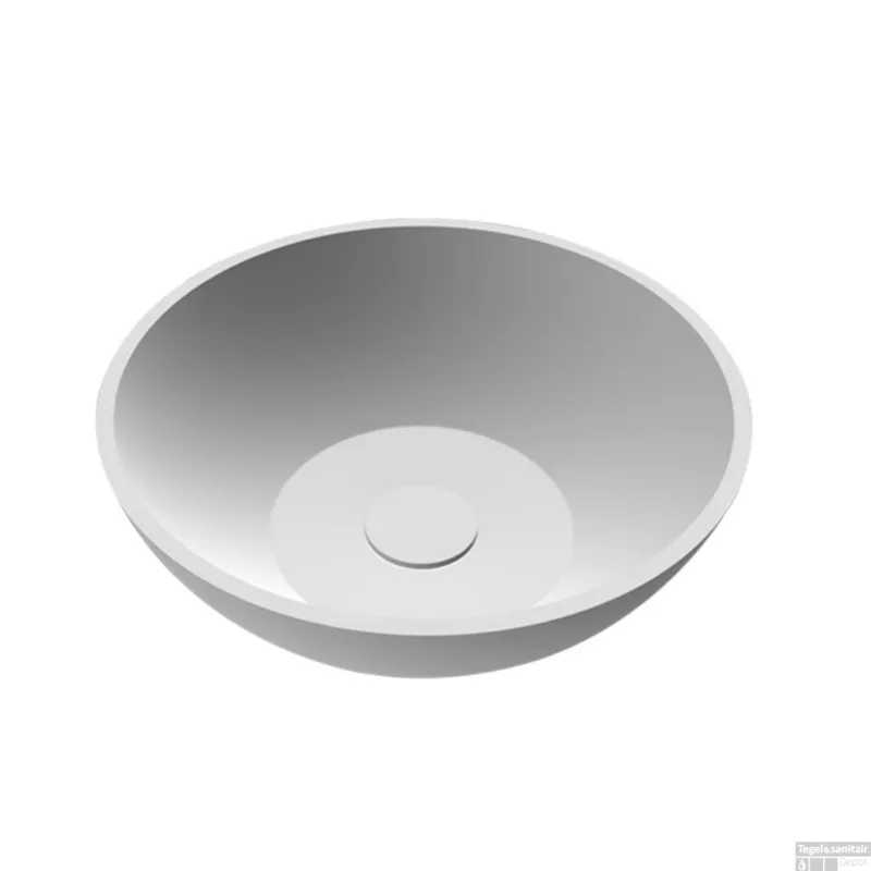 Waskom Opbouw Best Design Rondy 38x14,5 cm Solid Surface Mat Wit Populair