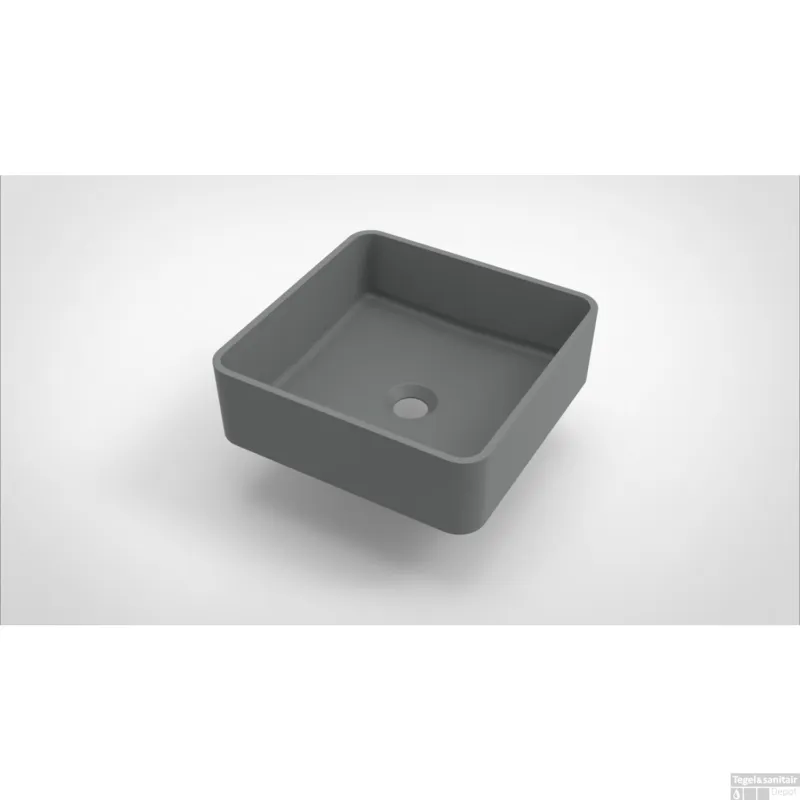 Opbouw Waskom Arcqua Case Vierkant 37x37 cm Mat Grijs Nieuw