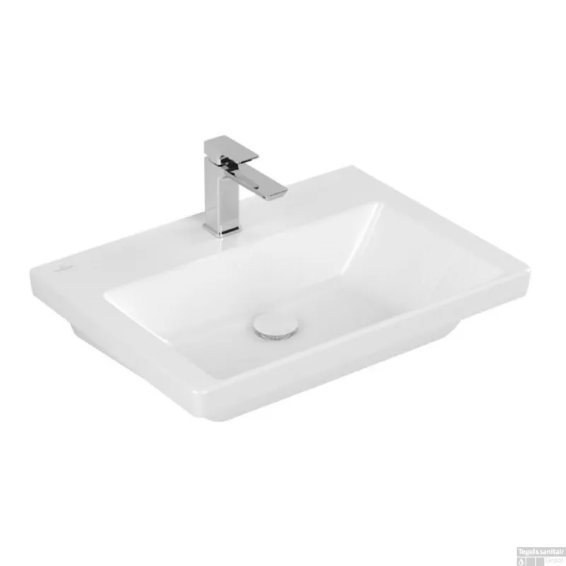 Speciale Aanbieding Wastafel Villeroy & Boch Subway 3.0 Met CeramicPlus 1 Kraangat Zonder Overloop 65x47x16.5 cm Wit Alpin