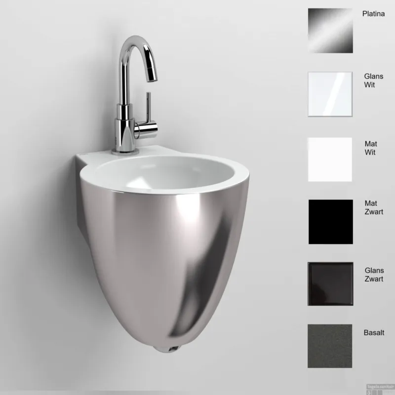 Aanbieding Fontein Clou Flush 6 met Plug en Bekersifon 27x28x31.5 cm Mat of Glanzend in 3 kleuren (met of zonder kraangat)