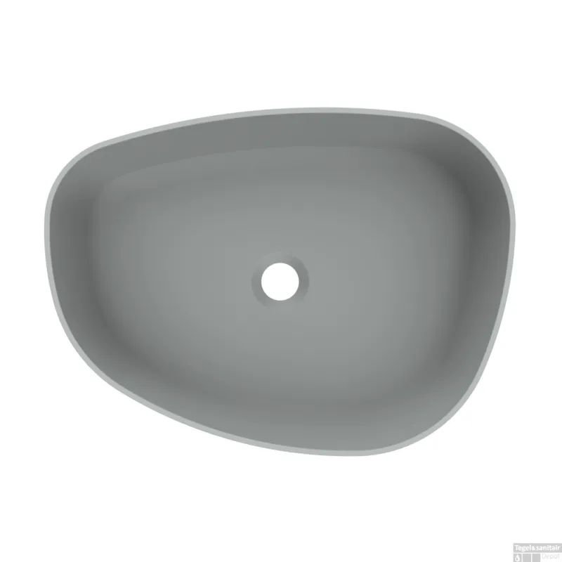 Waskom Arcqua Rocker Cast Marble 50x37 cm Organisch Rechts Mat Grijs Superprijs