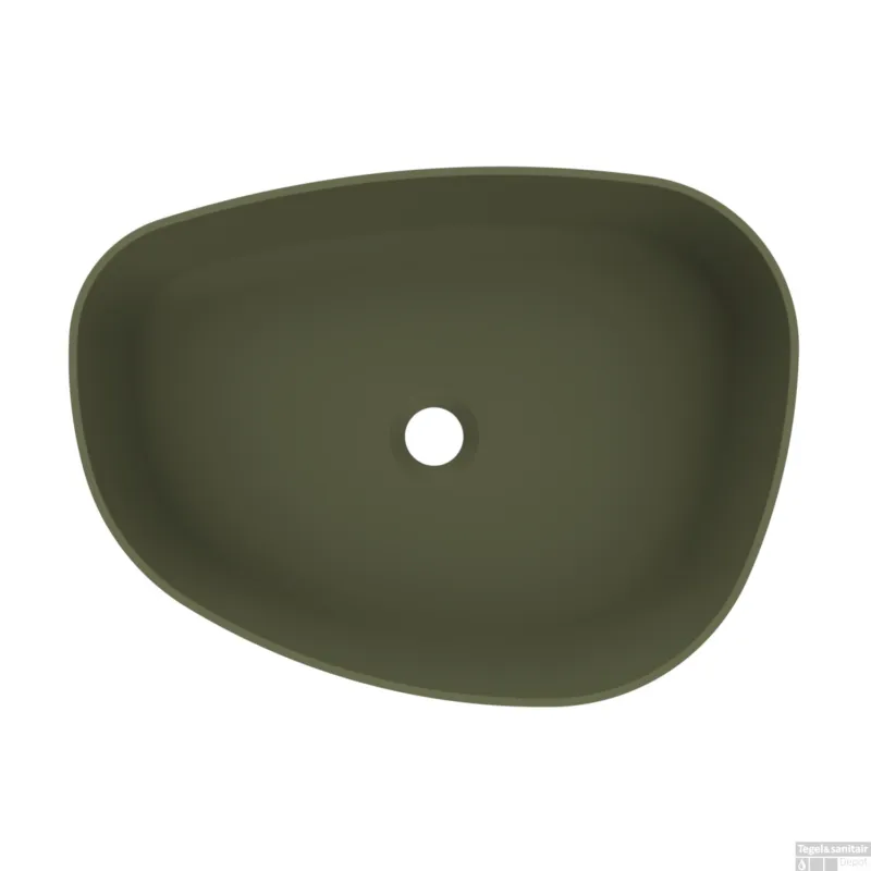 Voordeelprijs Waskom Arcqua Rocker Cast Marble 50x37 cm Organisch Rechts Mat Groen