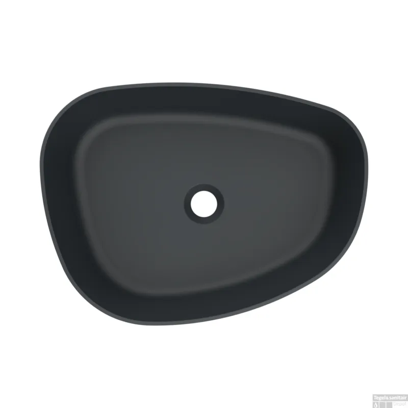 Waskom Arcqua Rocker Cast Marble 50x37 cm Organisch Links Mat Antraciet Hoge Kwaliteit
