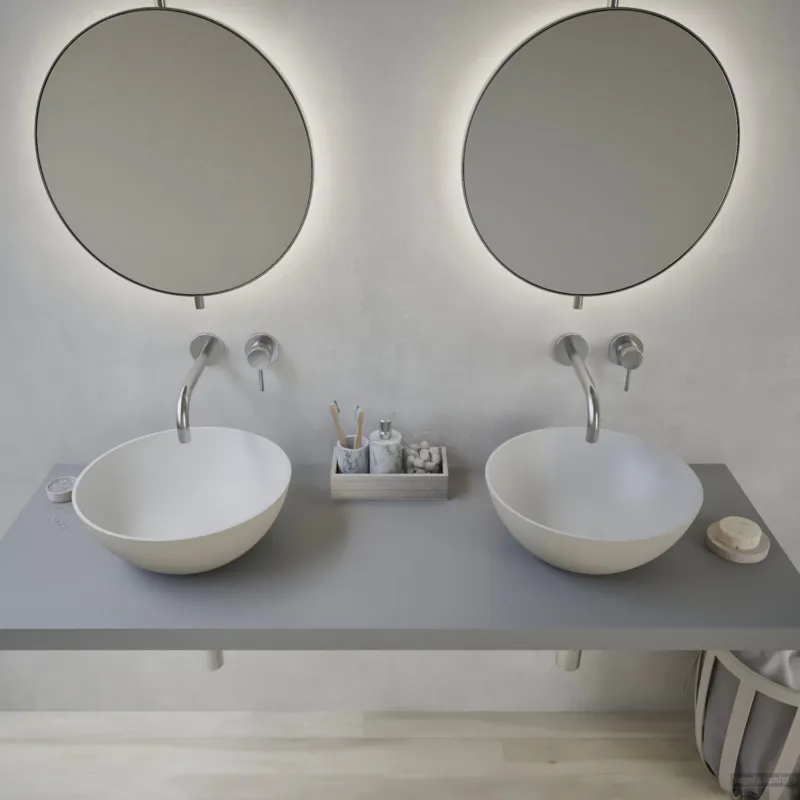 Weekendaanbieding Opbouwwastafel Ideavit Solidthin 39x39x14.5 cm Solid Surface Mat Grijs