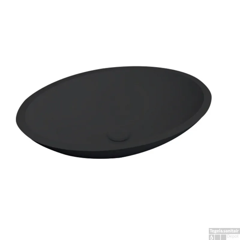 Waskom Opbouw Best Design Epona 52x38x14 cm Solid Surface Mat Zwart Actieprijs
