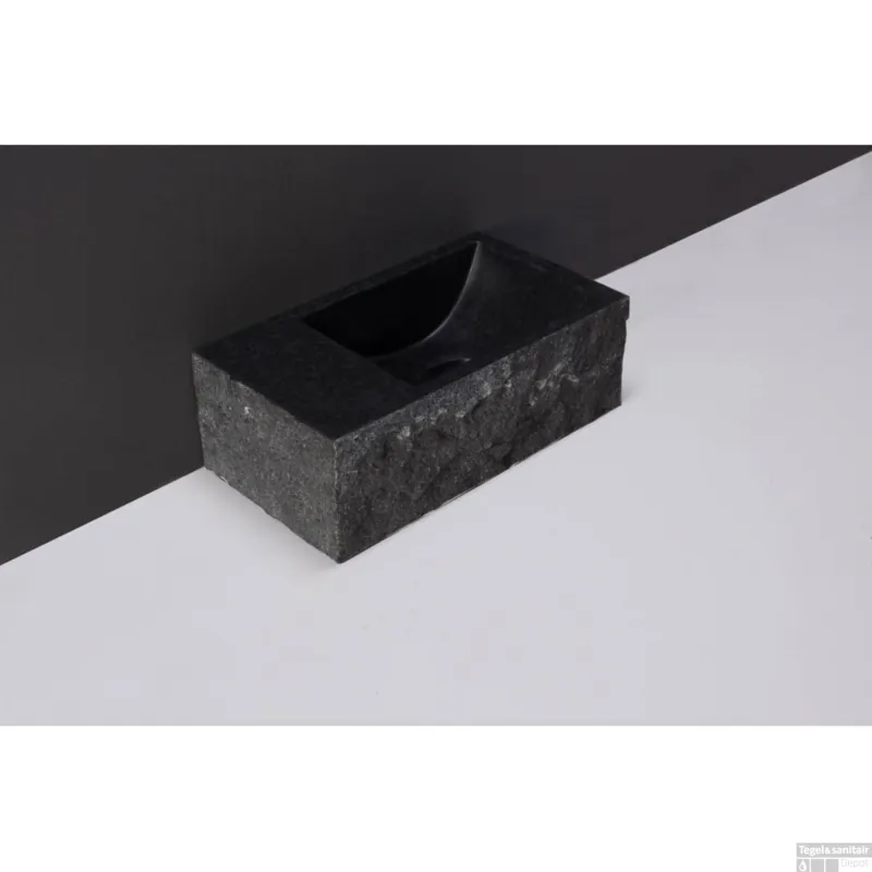 Fontein Forzalaqua Venetia XS Graniet Gezoet Gekapt Zonder Kraangat Links 29x16x10 cm Lage Prijs