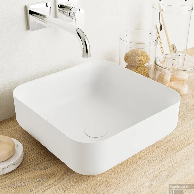 MONDIAZ BINX Waskom solid surface 36cm kleur Talc / Talc Weekendaanbieding