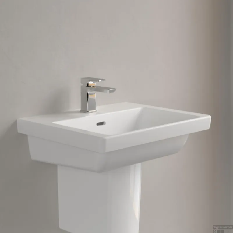 Wastafel Villeroy & Boch Subway 3.0 Met CeramicPlus 1 Kraangat Met Overloop 55x44x16.5 cm Stone White Korting