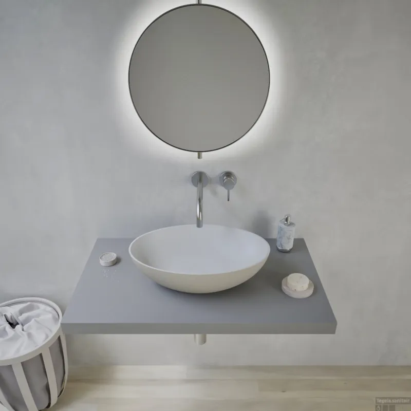 Opbouw Waskom Ideavit Solidthin 50x33x14.5 cm Solid Surface Mat Grijs Shop Nu