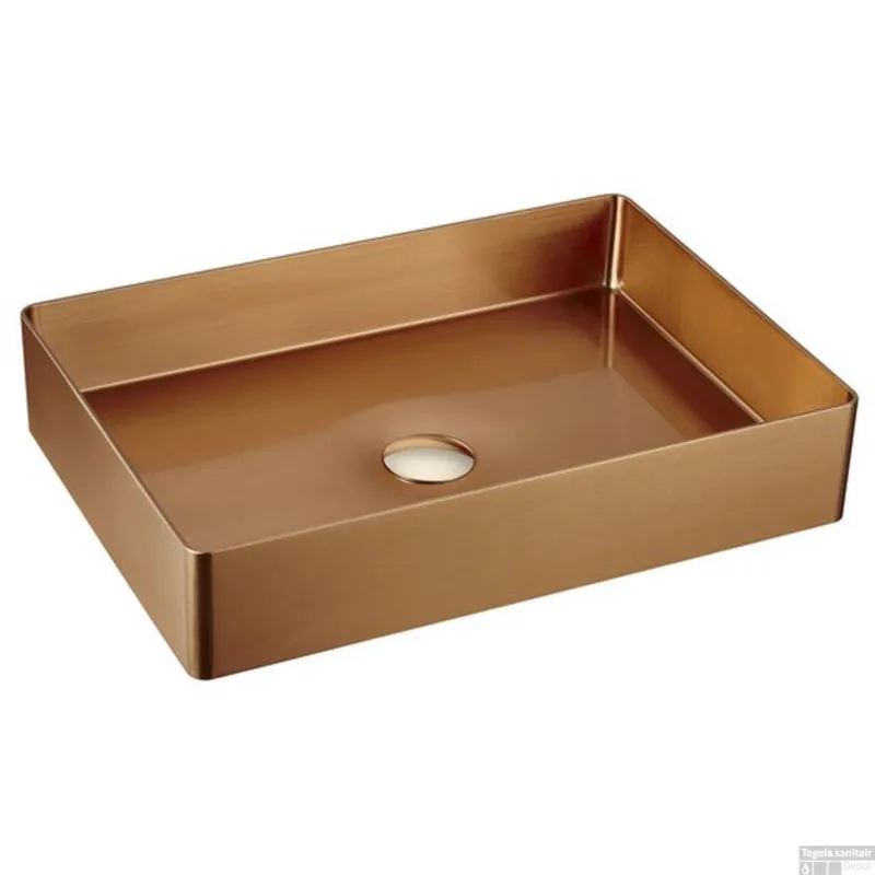 Waskom Sapho Aurum Vierkant 50 x 35 cm RVS Matt Rose Goud Betaalbaar