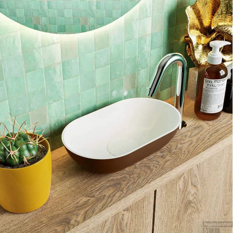 MONDIAZ POOLE solid surface opzetkom kleur Rust Talc. Afmeting 30x18x8cm Beste Prijs