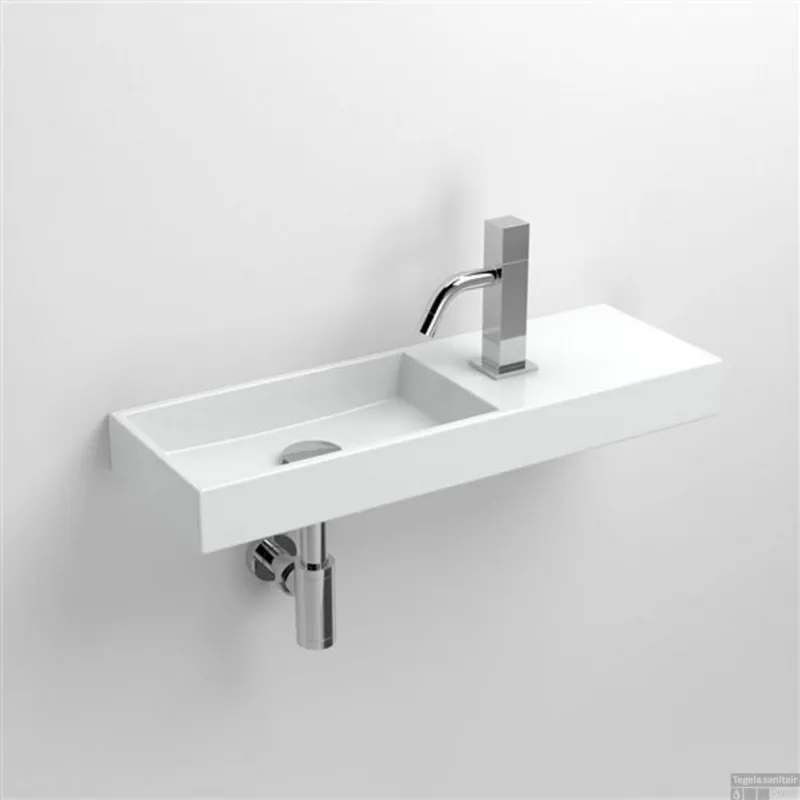 Must-Have Fontein Clou Mini Wash Me 56x19x6cm Keramiek Glans Wit (Met Kraangat Rechts)