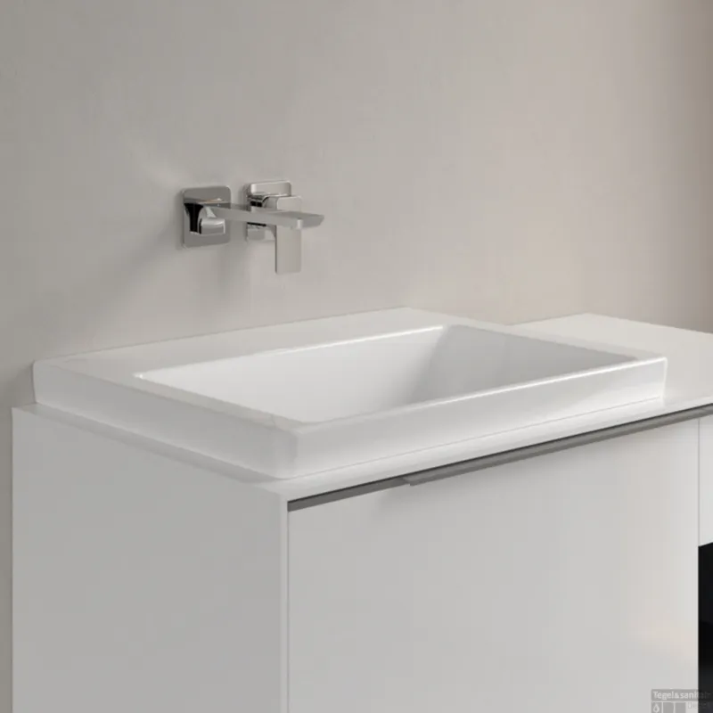 Wastafel Villeroy & Boch Subway 3.0 Met CeramicPlus Geen Kraangat Geen Overloop 60x47x16.5 cm Wit Alpin Shop Nu