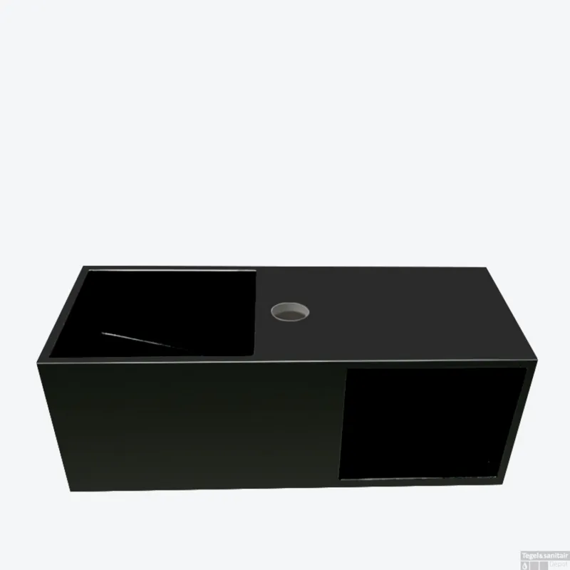 Fontein BWS Jolie 54x20cm met Nis Solid Surface Mat Zwart Populair