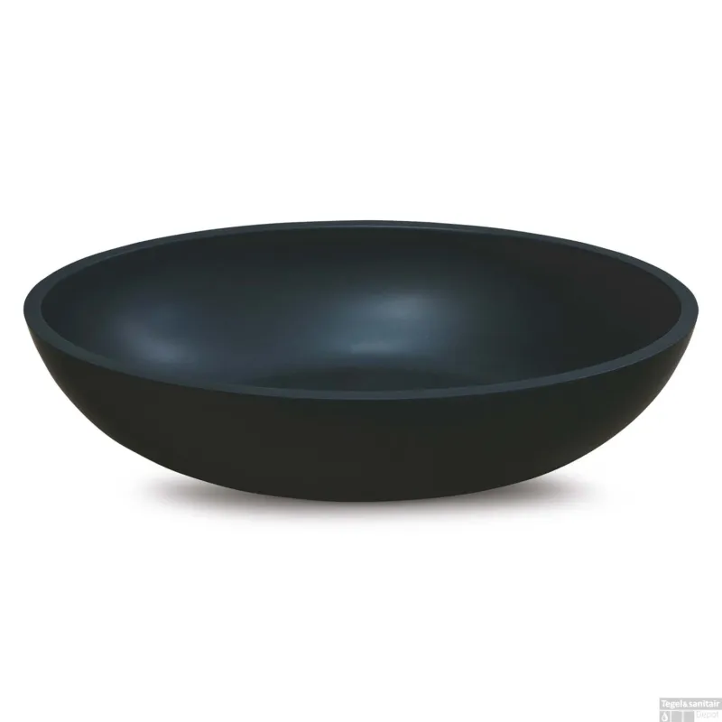 Waskom Luca Sanitair Ovaal 48x32x12 cm Solid Surface 8mm Dik Mat Antraciet Direct Beschikbaar
