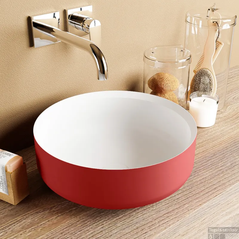 Superprijs MONDIAZ COSS Waskom solid surface 36cm kleur Fire / Talc